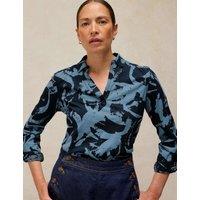 White Stuff Pure Cotton Printed Top Blue Mix
