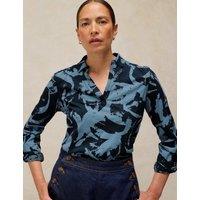 White Stuff Pure Cotton Printed Top Blue Mix