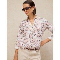 White Stuff Pure Cotton Jersey Printed Top White Mix