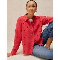 White Stuff Pure Cotton Embroidered Shirt Pink