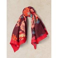 White Stuff Cotton Wool Blend Printed Square Scarf Purple Mix