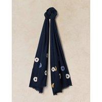 White Stuff Embroidered Scarf Navy Mix