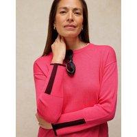 White Stuff Cotton Rich Crew Neck Jumper Pink