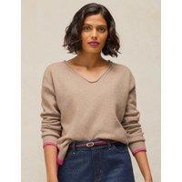 White Stuff Wool Blend V-Neck Jumper Natural
