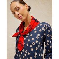 White Stuff Cotton Blend Dog Print Square Scarf Red Mix