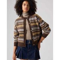 Levi's Patterned Crew Neck Cardigan Brown Mix