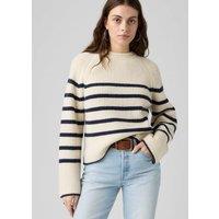 Levi's Wool Rich Striped Ribbed Crew Neck Jumper White Mix