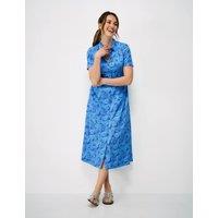 Crew Clothing Lyocell Rich Midi Shirt Dress Aqua