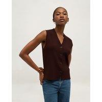 HOBBS V-Neck Knitted Vest Brown