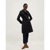 HOBBS Cotton Rich Belted Longline Trench Coat Dark Navy