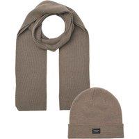 JACK & JONES Hat & Scarf Set Beige