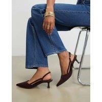 River Island Metallic Stiletto Heel Slingback Shoes Chocolate