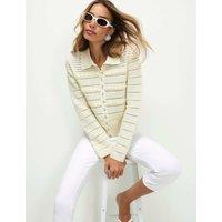 River Island Pointelle Daisy Collared Fitted Cardigan Cream Mix