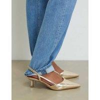 River Island Buckle Kitten Heel Pointed Heels Gold