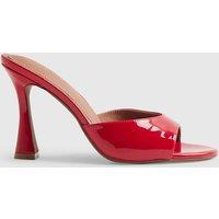 River Island Patent Stiletto Heel Open Toe Mules Red