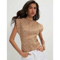 River Island Animal Print Knitted Top Brown Mix