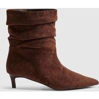 River Island Kitten Heel Pointed Ankle Boots Chocolate