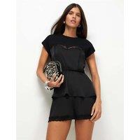 River Island Satin T-Shirt Black