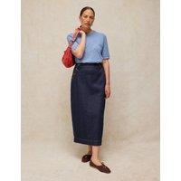 White Stuff Cotton Rich Denim Button Detail Maxi Skirt Dark Blue Denim
