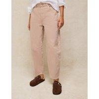 White Stuff Mid Rise Embroidered Barrel Jeans Natural