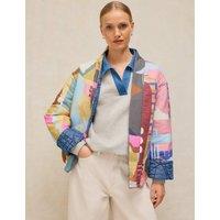White Stuff Elodie Pure Cotton Reversible Jacket Blue Mix
