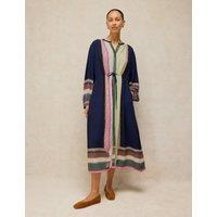 White Stuff Printed Midi Kaftan Dress Navy Mix