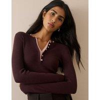 Nobody's Child Double Layered Fitted Henley Top Brown