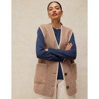 White Stuff Borg Longline Gilet Natural