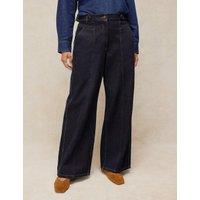 White Stuff Mid Rise Wide Leg Jeans Dark Blue Denim