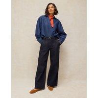 White Stuff Mid Rise Wide Leg Jeans Dark Blue Denim
