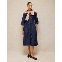 White Stuff Denim Midi Shirt Dress Dark Blue Denim