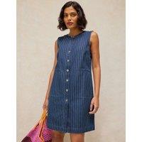 White Stuff Millie Denim Striped Midi Shift Dress Denim