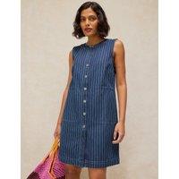 White Stuff Denim Striped Midi Shift Dress Denim