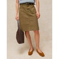 White Stuff Cotton Rich A-Line Skirt with Linen Green