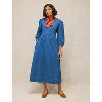 White Stuff Denim Notch Neck Midi Tea Dress Blue Denim