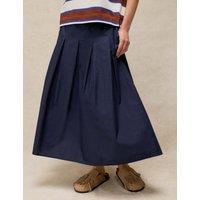 White Stuff Pure Cotton Midi A-Line Skirt Navy
