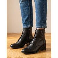 Jones Bootmaker Wide Fit Leather Block Heel Ankle Boots Black