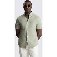 MOSS Pure Cotton Short Sleeve Oxford Shirt Sage