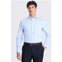 MOSS Tailored Fit Non Iron Pure Cotton Stripe Shirt Light Blue Mix
