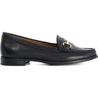Dune London Wide Fit Leather Slip On Flat Loafers Black