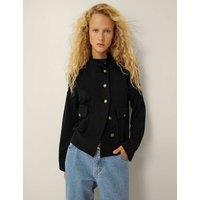 Monsoon Funnel Neck Bomber Cardigan Black