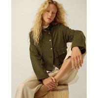 Monsoon Funnel Neck Bomber Cardigan Khaki