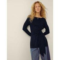 Monsoon Slash Neck Tie Side Jumper Navy
