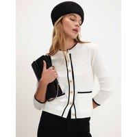 River Island Pure Cotton Textured Fitted Cardigan White Mix