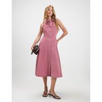 River Island Denim Button Through Midi Shirt Dress Pink