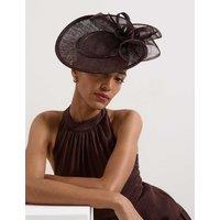 Phase Eight Twist Back Ruffle Disc Fascinator Brown