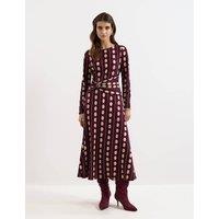 Phase Eight Jersey Spot Print Midi Skater Dress Burgundy Mix