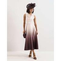 Phase Eight Ombre Cowl Neck Maxi Waisted Dress Ivory Mix