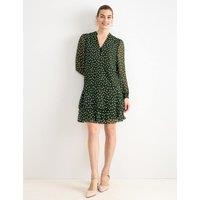 Phase Eight Polka Dot V-Neck Mini Swing Dress Green Mix