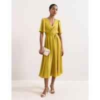 Phase Eight V-Neck Angel Sleeve Midi Wrap Dress Yellow